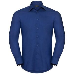 Russell Collection Mens Oxford Easy-Care Tailored Long-Sleeved Shirt / Bright Ro